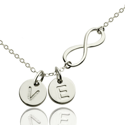 Initials Pendant Infinity Necklace Gift for Girlfriend