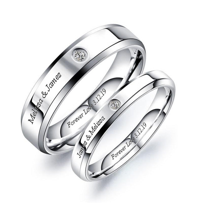 Mathcing Promise Rings Gullei Engraved Matching Couple Promise Rings Titanium Steel Silver