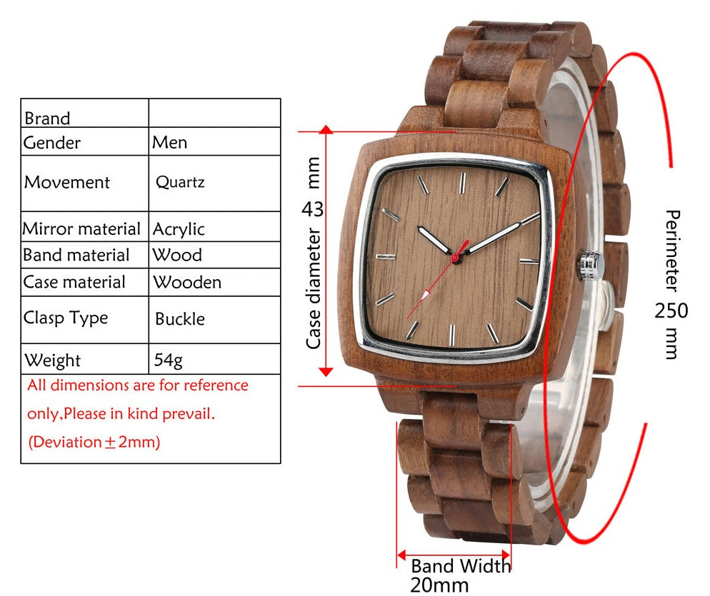 Wooden Square Face Couple Watch Gift Set