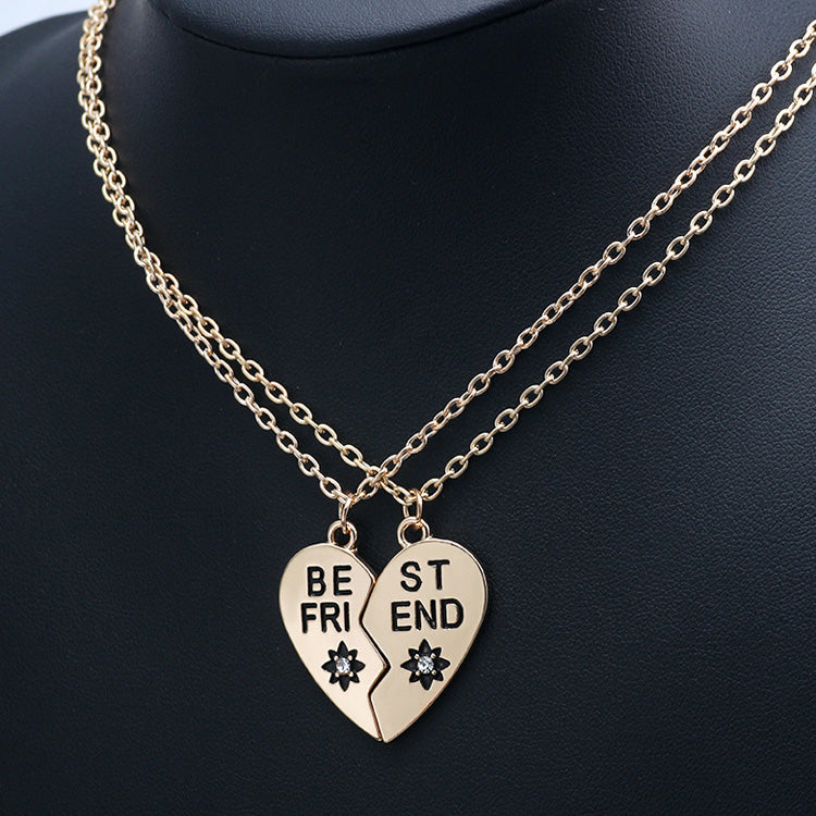 2 Piece Heart Best Friends Necklaces Anniversary Gift