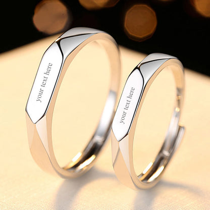 Custom Engraved Couples Promise Rings Sterling Silver