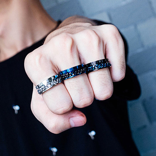 Customized Mens Fidget Spin Ring Titanium 8mm