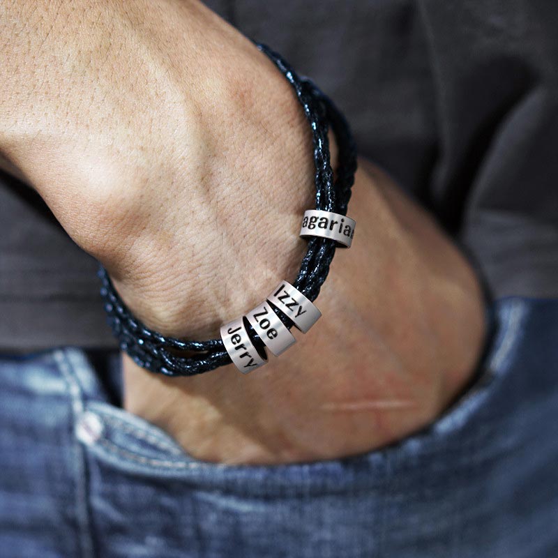 Mens Personalized Charm Bracelet Gift for Dad