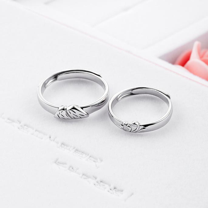 Ocean and Mountains Silver Promise Rings Set