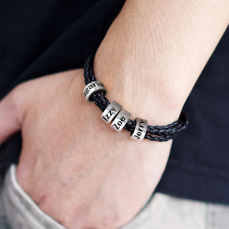 Mens Personalized Charm Bracelet Gift for Dad