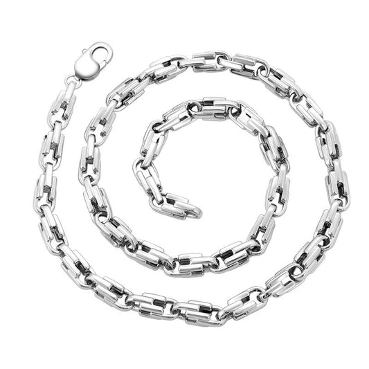 Mens Sterling Silver Chain Necklace - Classic Curb/Cuban Link, 925, 55cm/60cm