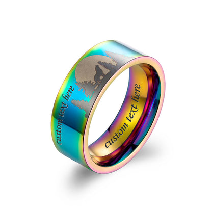 Cute Engraved Mens Ring Titanium