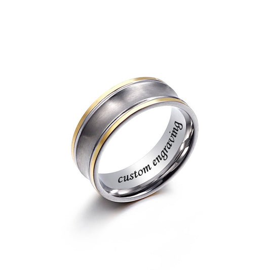 Name Engraved Mens Wedding Band 8mm