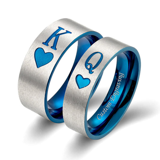 King and Queen Couple Rings Set for 2 - Custom Engravable