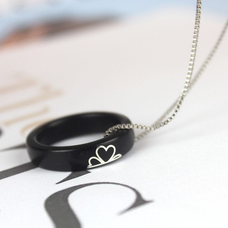 Engraved Matching Wooden Promise Necklaces Set