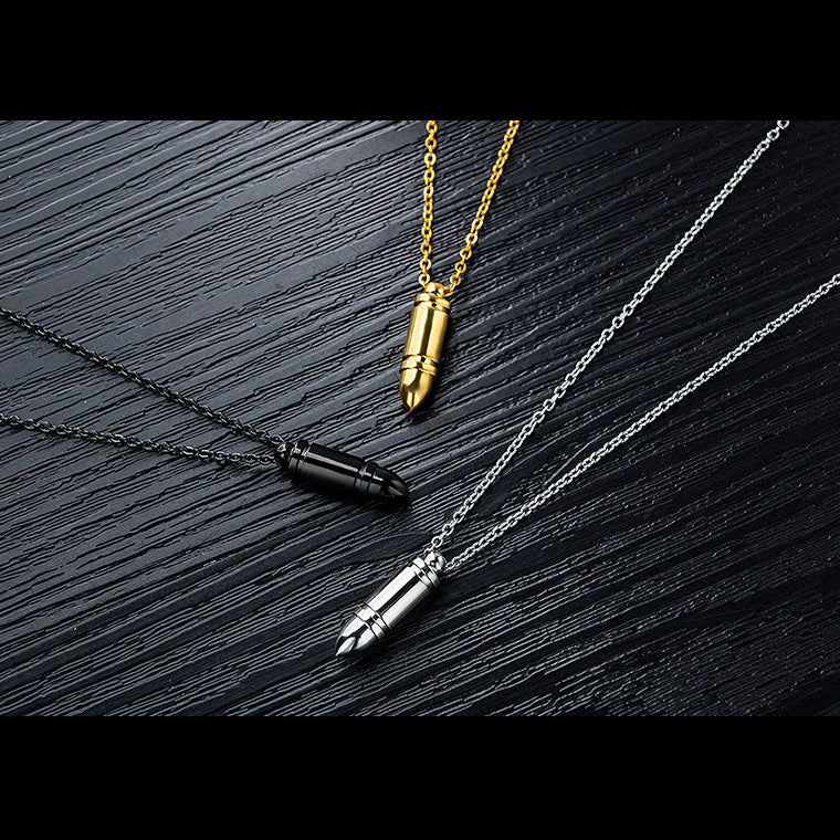 Custom Engravable Bullet Necklace for Men