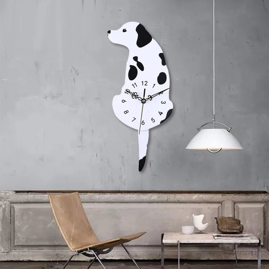 Hanging Dog Tail Silent Pendulum Wall Clock – Playful Canine Design