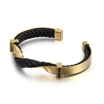 Engraved Mens Mobius Twisted Band Bracelet