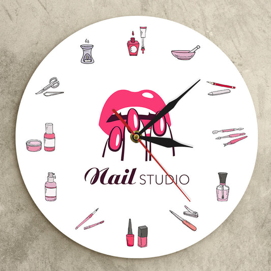 Personalized Wall Clock Gift for Nail Studio
