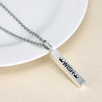 Wish Engraved Pendant Necklace for Her