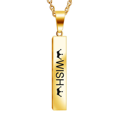 Wish Engraved Pendant Necklace for Her