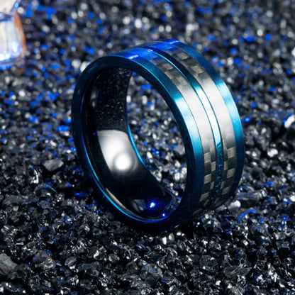 Engraved Carbon Fiber Mens Promise Ring 8mm