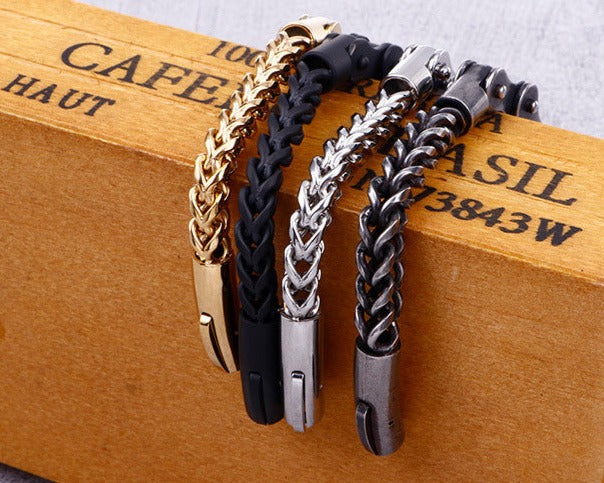 Engraved Mens Bike Chain Bracelet 22cm
