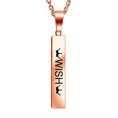 Wish Engraved Pendant Necklace for Her