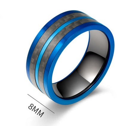 Engraved Carbon Fiber Mens Promise Ring 8mm