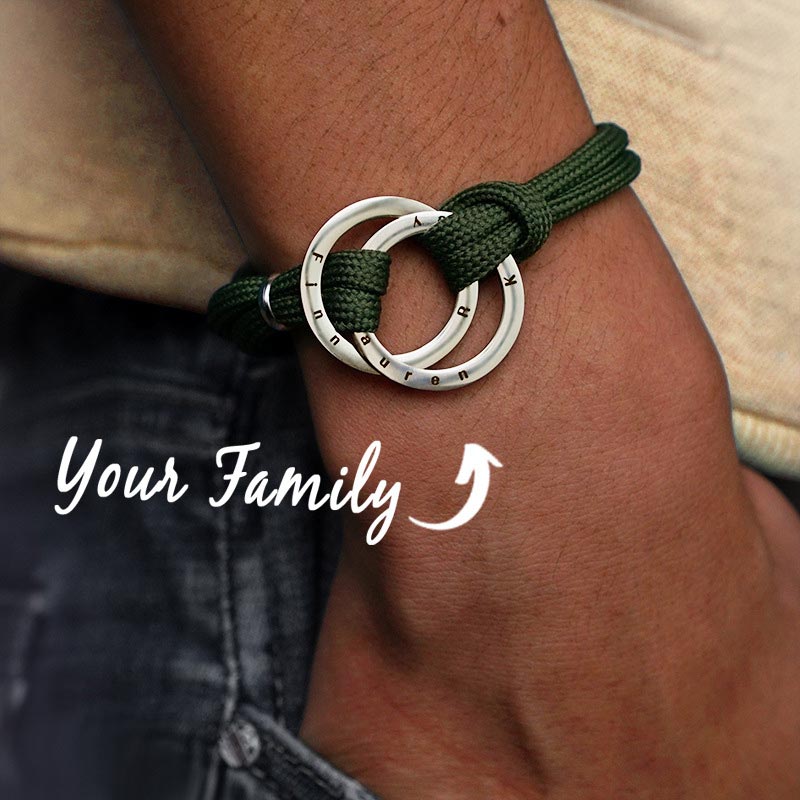 Family Names Charm Bracelet Gift for Dad
