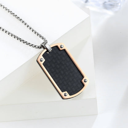 Engravable Carbon Fiber Mens Pendant Necklace