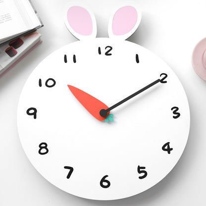 Carrot Bunny Silent Wall Clock for Kids Bedroom