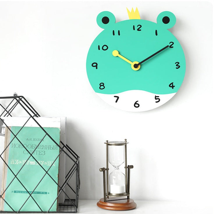 King Frog Cute Silent Wall Clock for Kids Bedroom