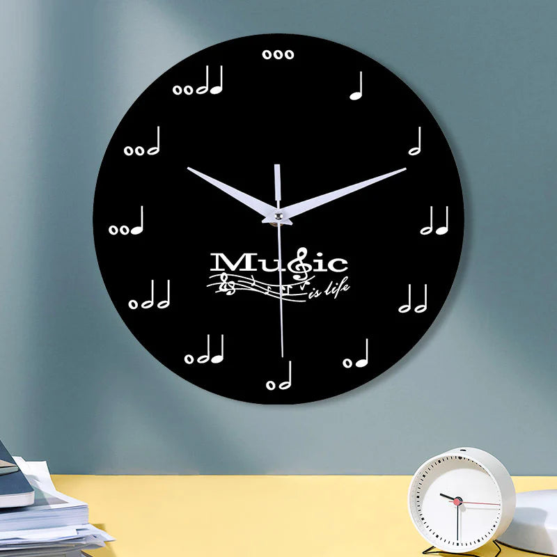 Music Notes Wall Décor Silent Circular Clock – Artistic and Stylish Design