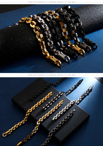 Geometric Link Chain Mens Bracelet 22cm