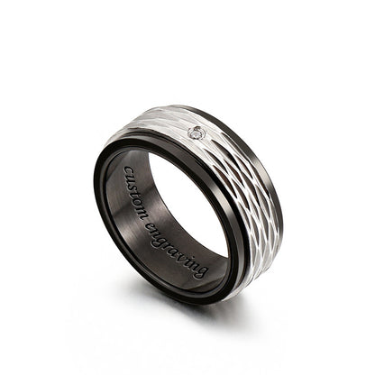 Custom Name Engraved Mens Wedding Band 8mm