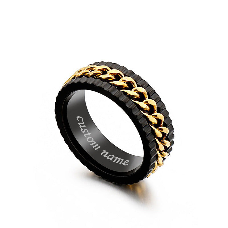 Custom Chain Mens Fashion Ring Gift 8mm