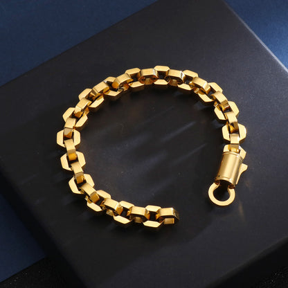 Geometric Link Chain Mens Bracelet 22cm