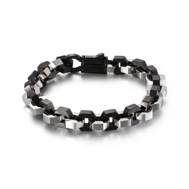 Geometric Link Chain Mens Bracelet 22cm