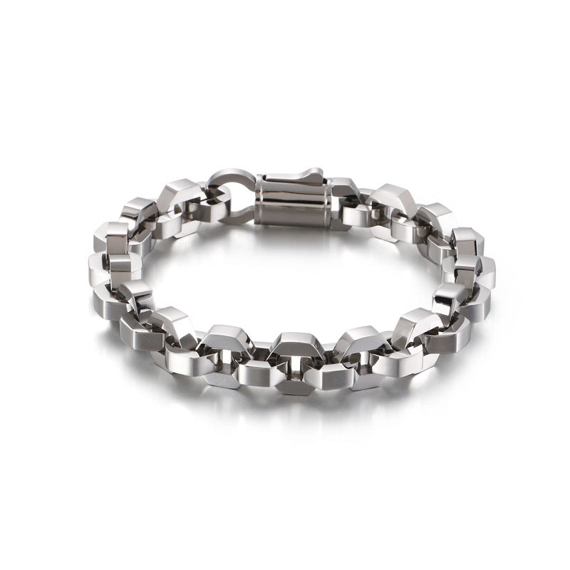 Geometric Link Chain Mens Bracelet 22cm