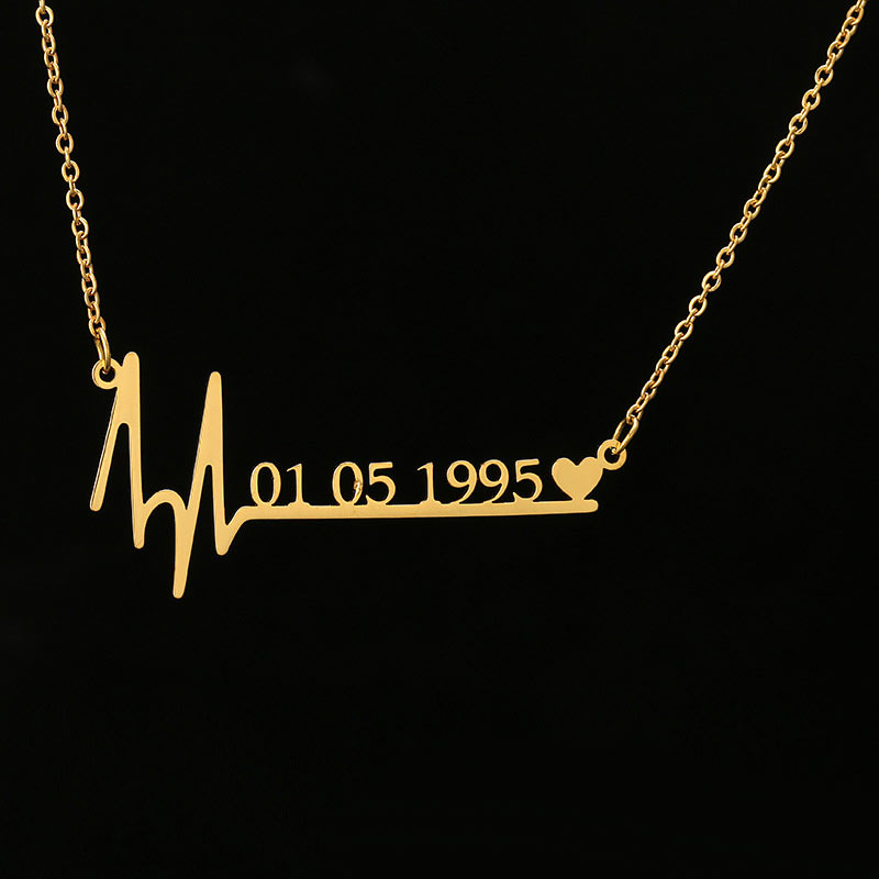 Heartbeat Custom Name/Date Necklace