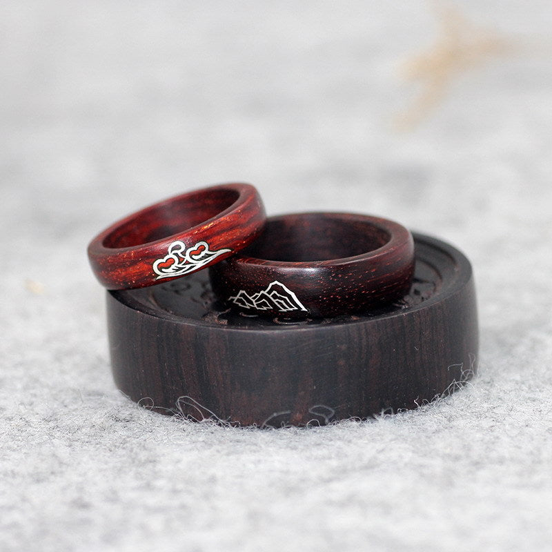 Mountain and Ocean Wooden Rings Set