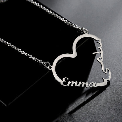 Heart Urdu English Arabic Custom Name Necklace