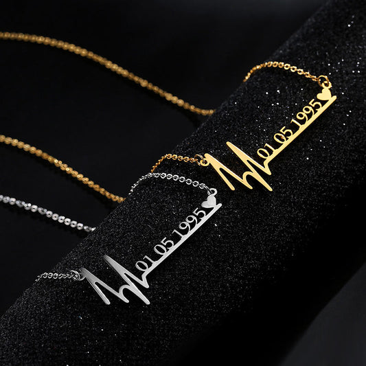 Heartbeat Custom Name/Date Necklace