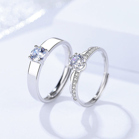 Custom Cubic Zirconia Couple Wedding Rings