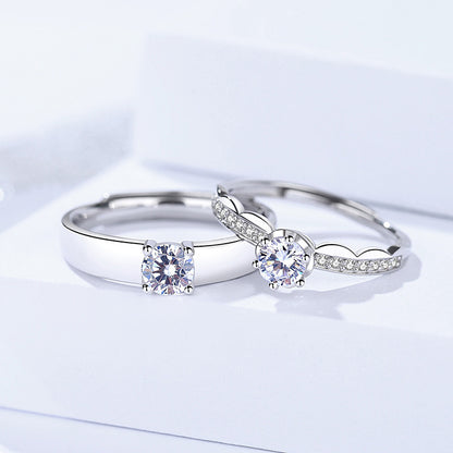 Custom Cubic Zirconia Couple Wedding Rings