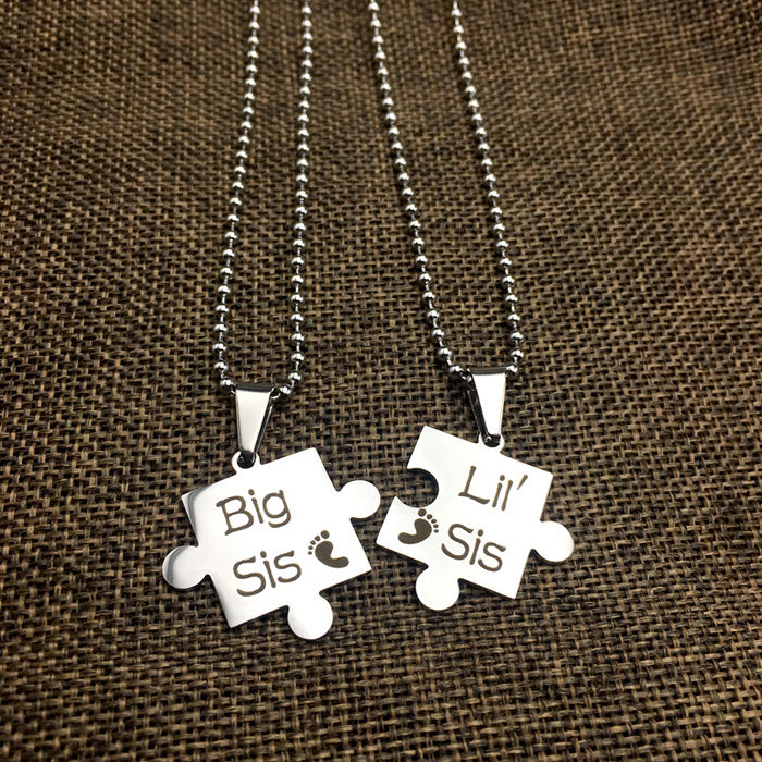 Big Sis Lil Sis Birthday Gift Pendants Set