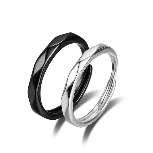 Matching Adjustable Size Promise Rings Set for Couples