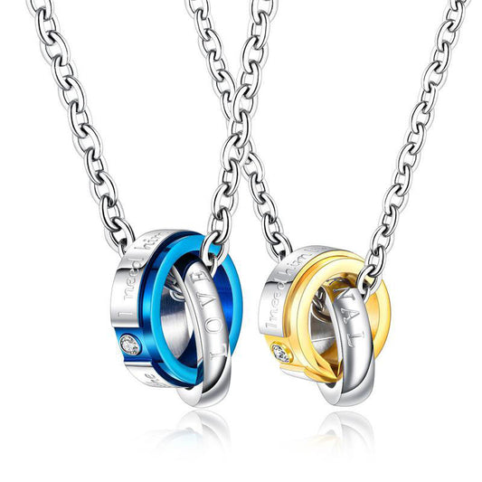 Double Rings Necklaces Gift for Him and Her