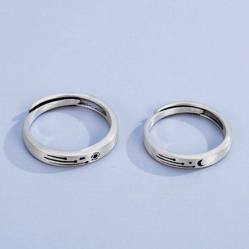 Engravable Matching Sun and Moon Promise Rings Set