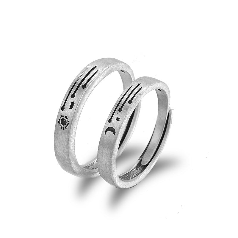 Engravable Matching Sun and Moon Promise Rings Set