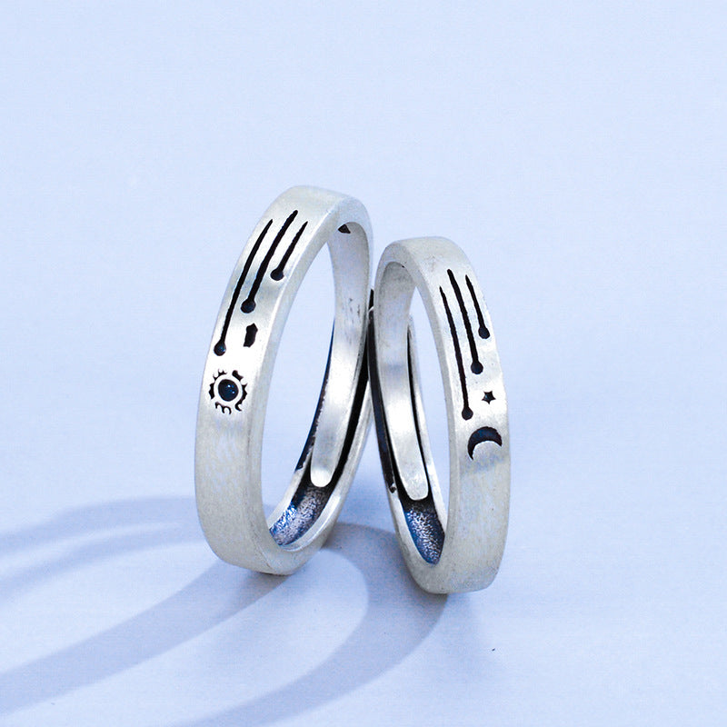 Engravable Matching Sun and Moon Promise Rings Set