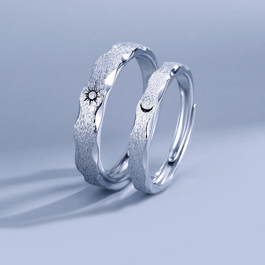 Sun and Moon Sterling Silver Couple Rings Set