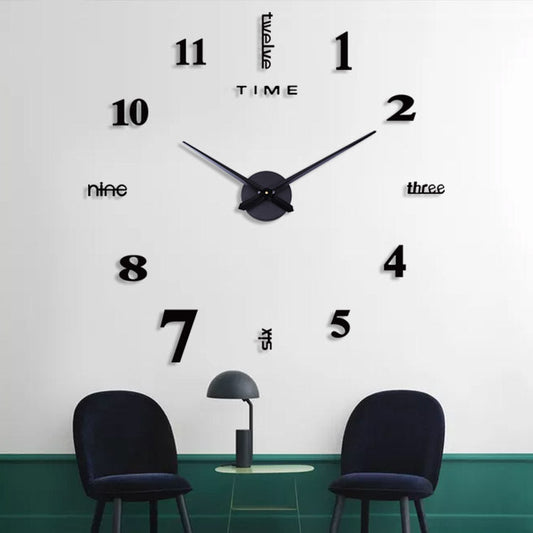 3D DIY Acrylic Sticker Wall Décor Clock – Customizable & Modern Design