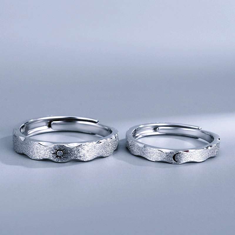 Sun and Moon Sterling Silver Couple Rings Set
